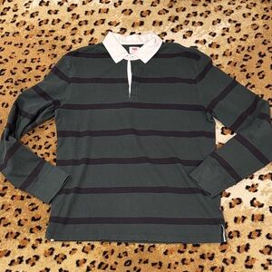 Levi's Green and Black Striped Rugby Polo Shirt